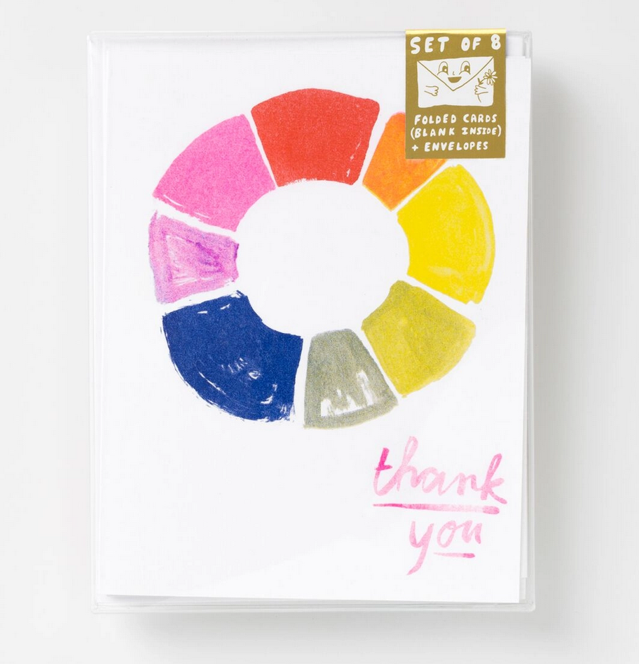 Yellow Owl Workshop - Set of 8 - Thank You Color Wheel Risograph Card - Art Noise