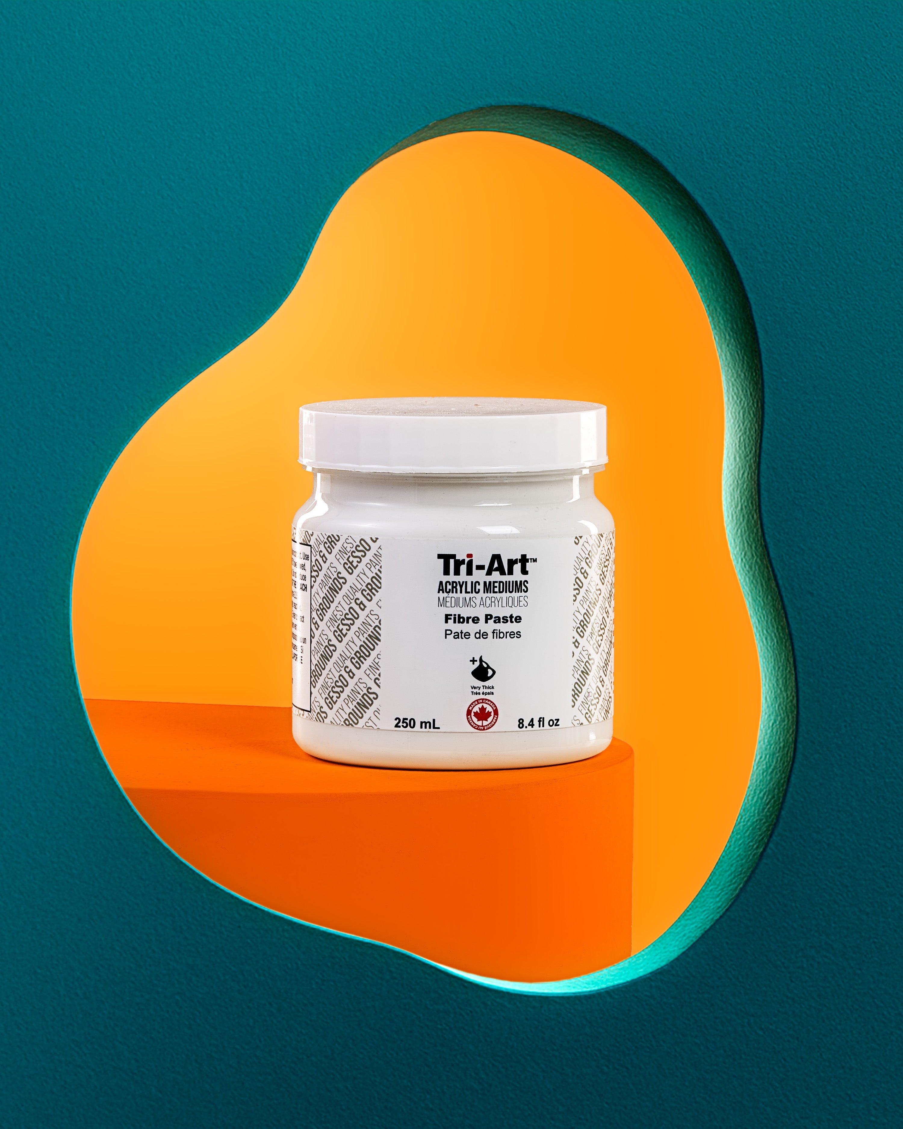 A photograph of a jar of Tri-Art acrylic painting medium.