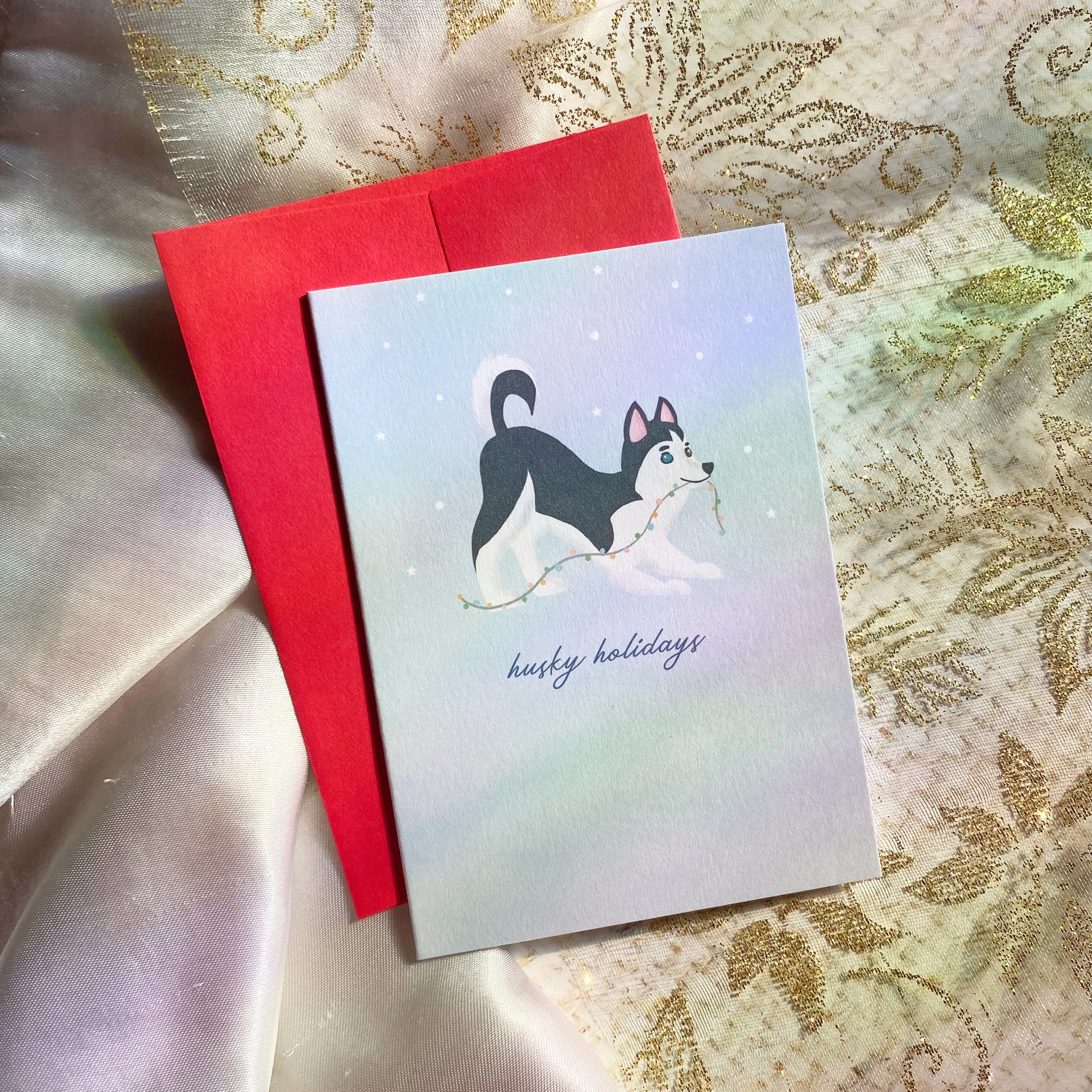 Husky Holidays Dog | Husky| Mini Greeting Card