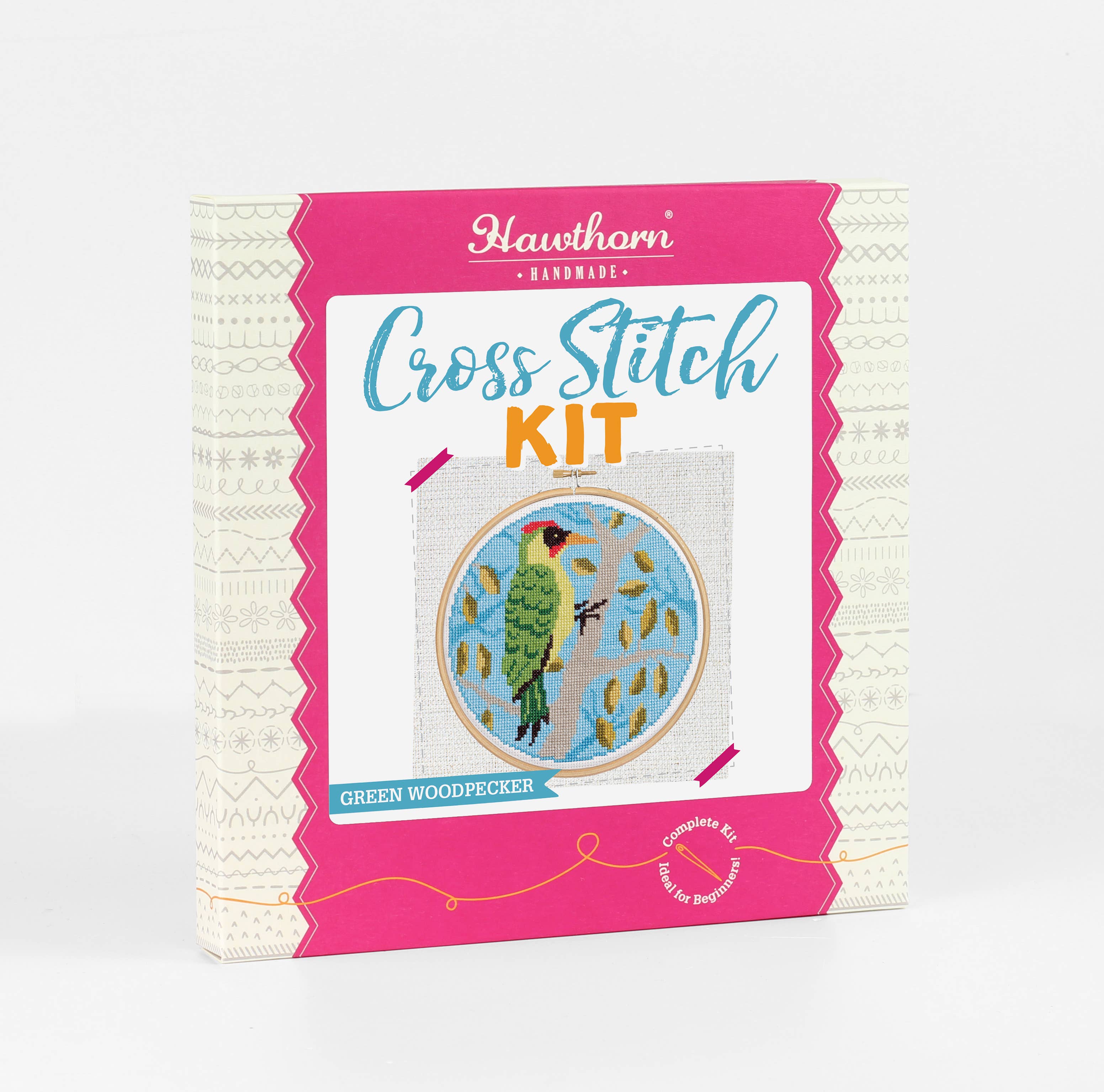 Green Woodpecker Cross Stitch Kit | Beginner Craft Kit
