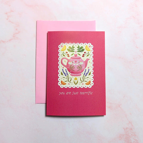 You're Just Teariffic | Teapot Mini Greeting Card
