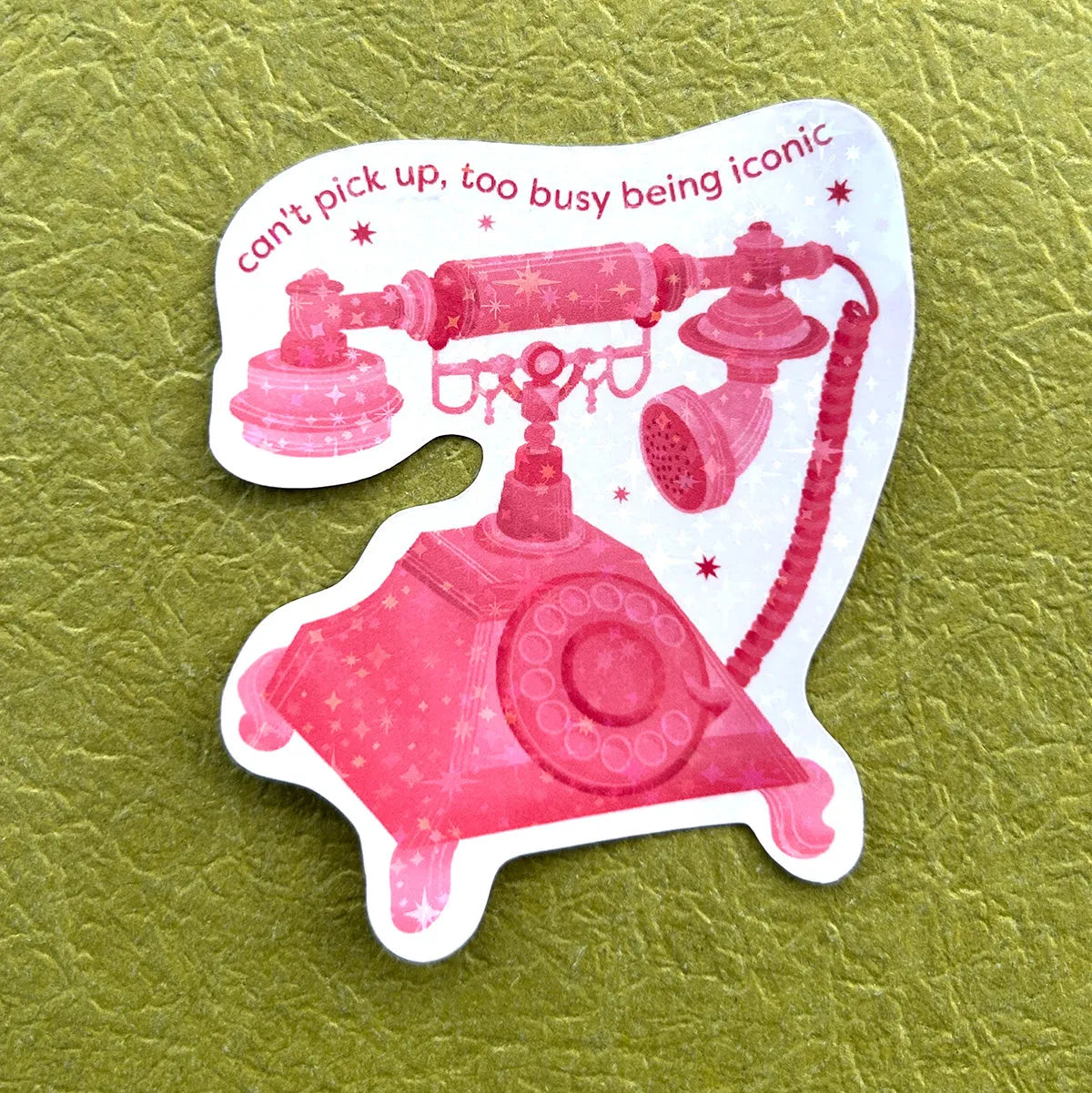  Too Busy Being Iconic | Vintage Phone Sticker Cheeky Peach Designs Sticker art-noise.myshopify.com too-busy-being-iconic-vintage-phone-sticker
