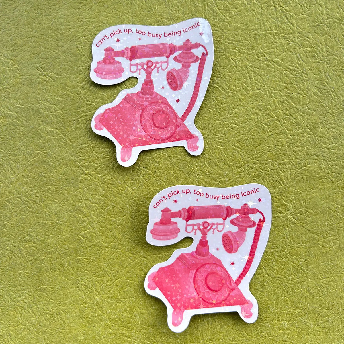  Too Busy Being Iconic | Vintage Phone Sticker Cheeky Peach Designs Sticker art-noise.myshopify.com too-busy-being-iconic-vintage-phone-sticker