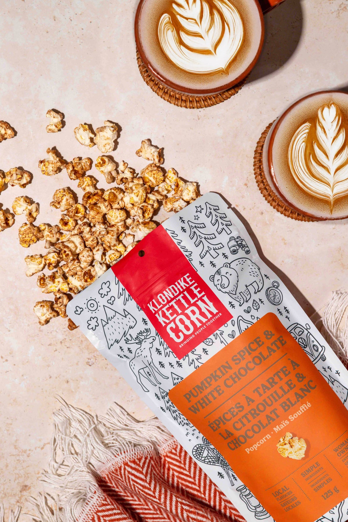 Pumpkin Spice & White Chocolate Drizzled Popcorn