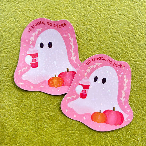  All Treats No Tricks | Ghost Sticker Cheeky Peach Designs Sticker art-noise.myshopify.com all-treats-no-tricks-ghost-sticker