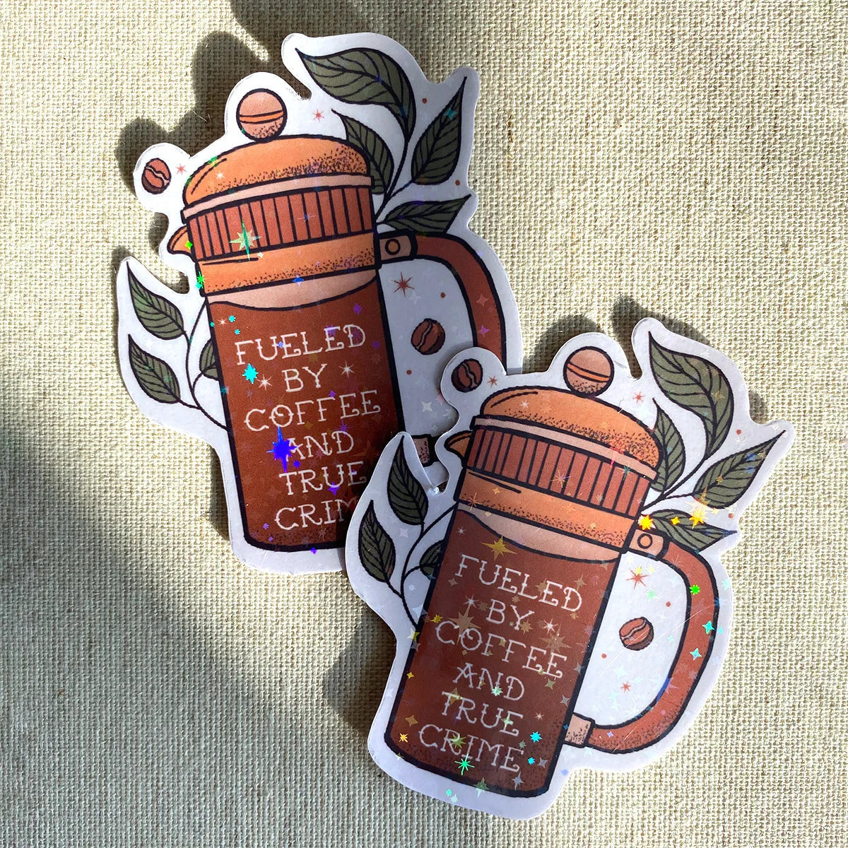  Coffee and True Crime Sticker Cheeky Peach Designs Sticker art-noise.myshopify.com coffee-and-true-crime-sticker