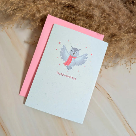  Happy Howlidays Mini Holiday Owl Card Cheeky Peach Designs Cards art-noise.myshopify.com happy-howlidays-mini-holiday-owl-card