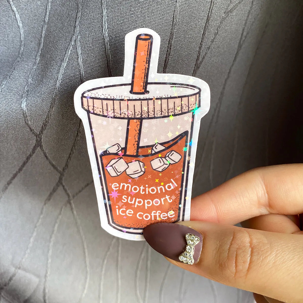  Emotional Support Ice Coffee Sticker Cheeky Peach Designs Sticker art-noise.myshopify.com emotional-support-ice-coffee-sticker