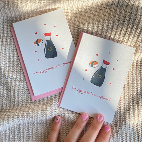  I'm Soy Glad we're Friends Mini Greeting Card Cheeky Peach Designs Cards art-noise.myshopify.com im-soy-glad-were-friends-mini-greeting-card