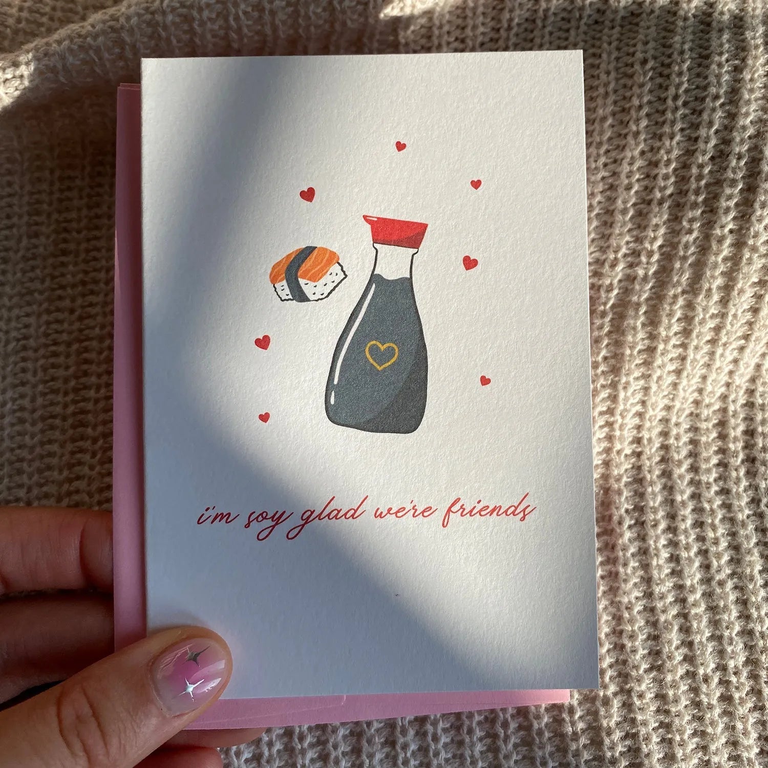  I'm Soy Glad we're Friends Mini Greeting Card Cheeky Peach Designs Cards art-noise.myshopify.com im-soy-glad-were-friends-mini-greeting-card