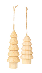 Assorted Individual Solid Turned Natural Wood Tree Ornament, 6.5in