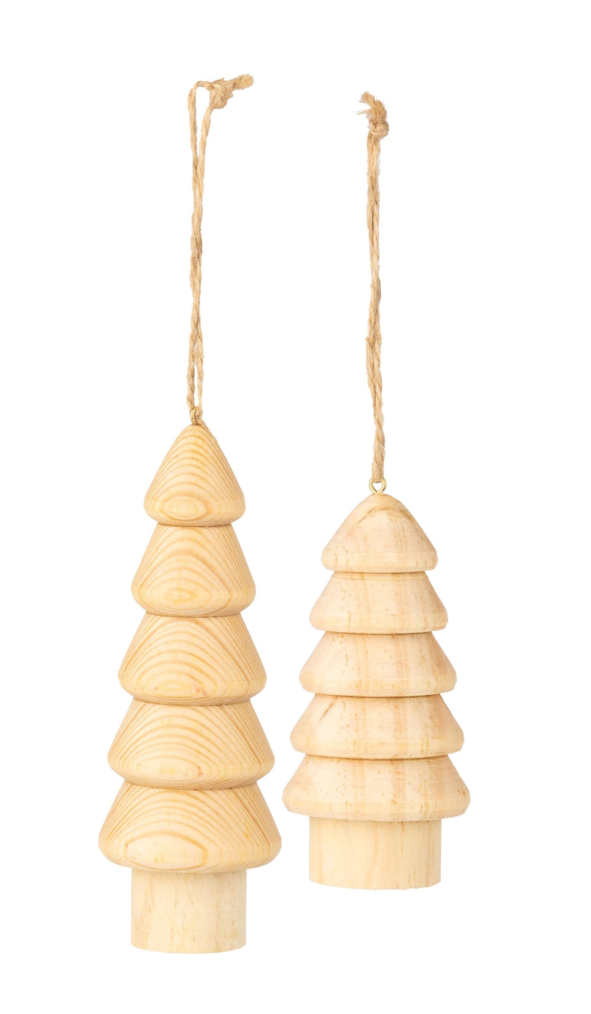Assorted Individual Solid Turned Natural Wood Tree Ornament, 6.5in