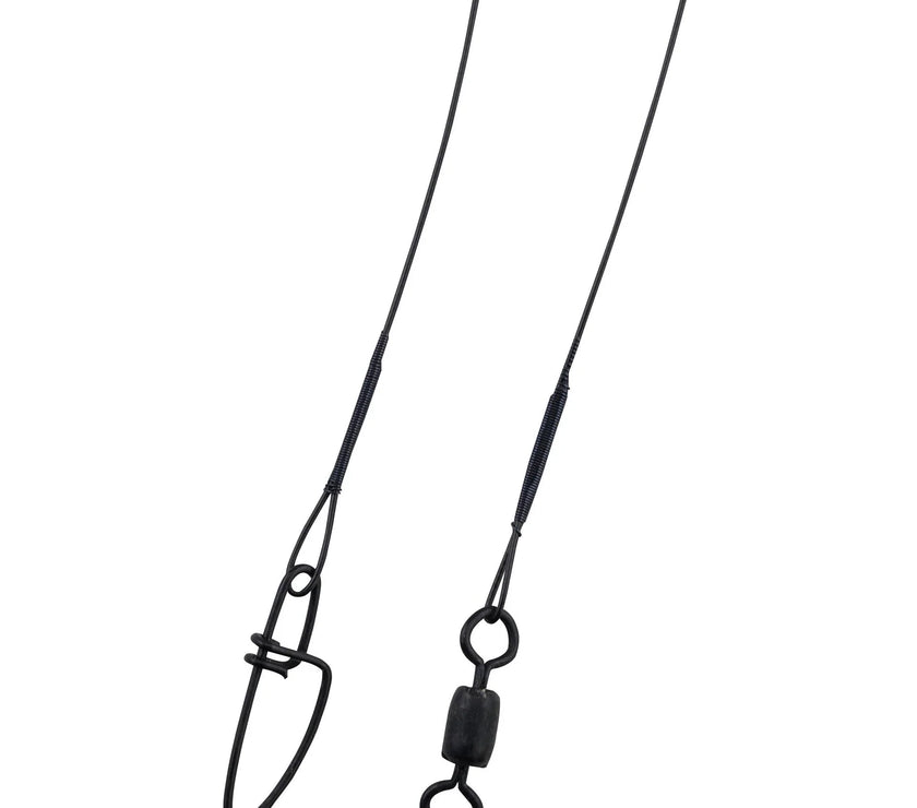 Berkley Wire Wound Steelon Leader 12" 20# Black w/Cross-Lok Snaps 3/pk
