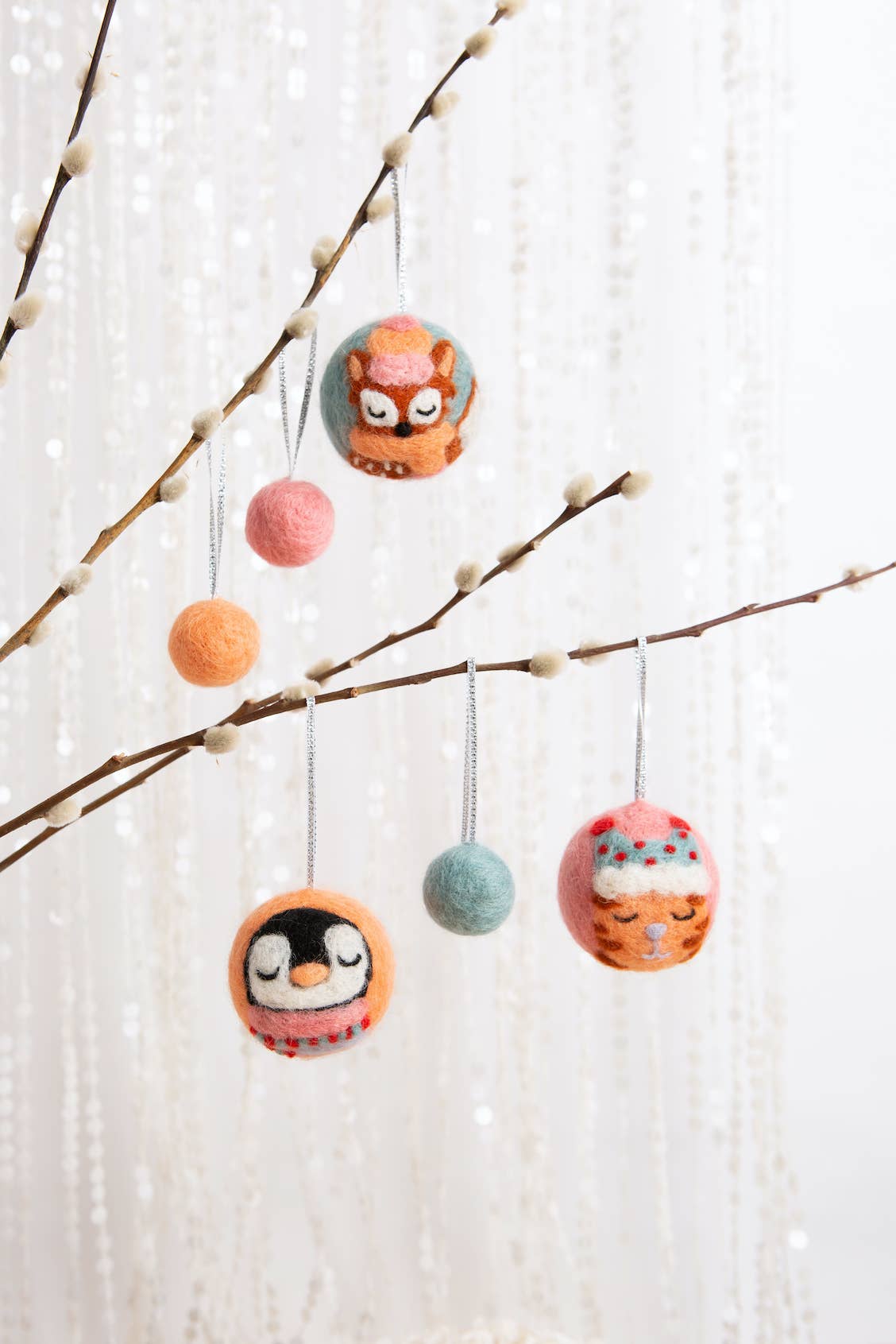 Animal Christmas Baubles Needle Felting Kit for Beginners