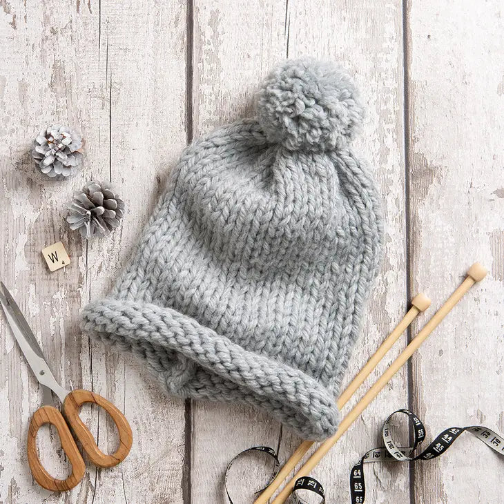 Pom Pom Hat Knitting Kit - Beginners Basics