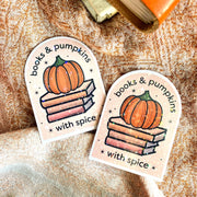  Books and Pumpkins with Spice Sticker Cheeky Peach Designs Sticker art-noise.myshopify.com books-and-pumpkins-with-spice-sticker