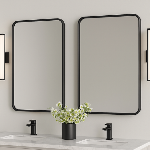 Rectangular Vanity Mirror – Matte Black, Gold, Nickel | 24–48"