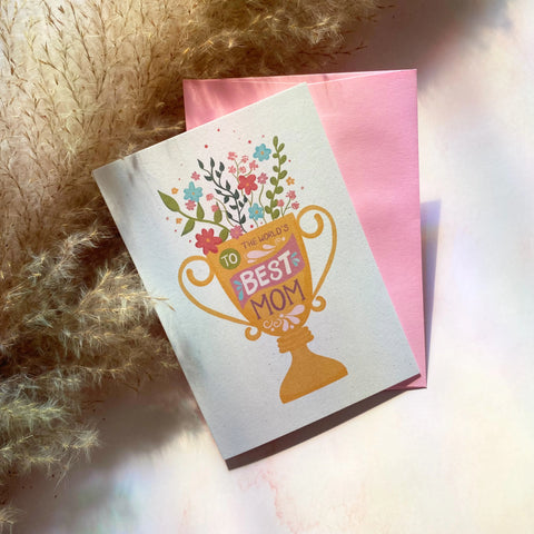  To The World’s Best Mom | Mother's Day Mini Greeting Card Cheeky Peach Designs Cards art-noise.myshopify.com to-the-world-s-best-mom-mothers-day-mini-greeting-card