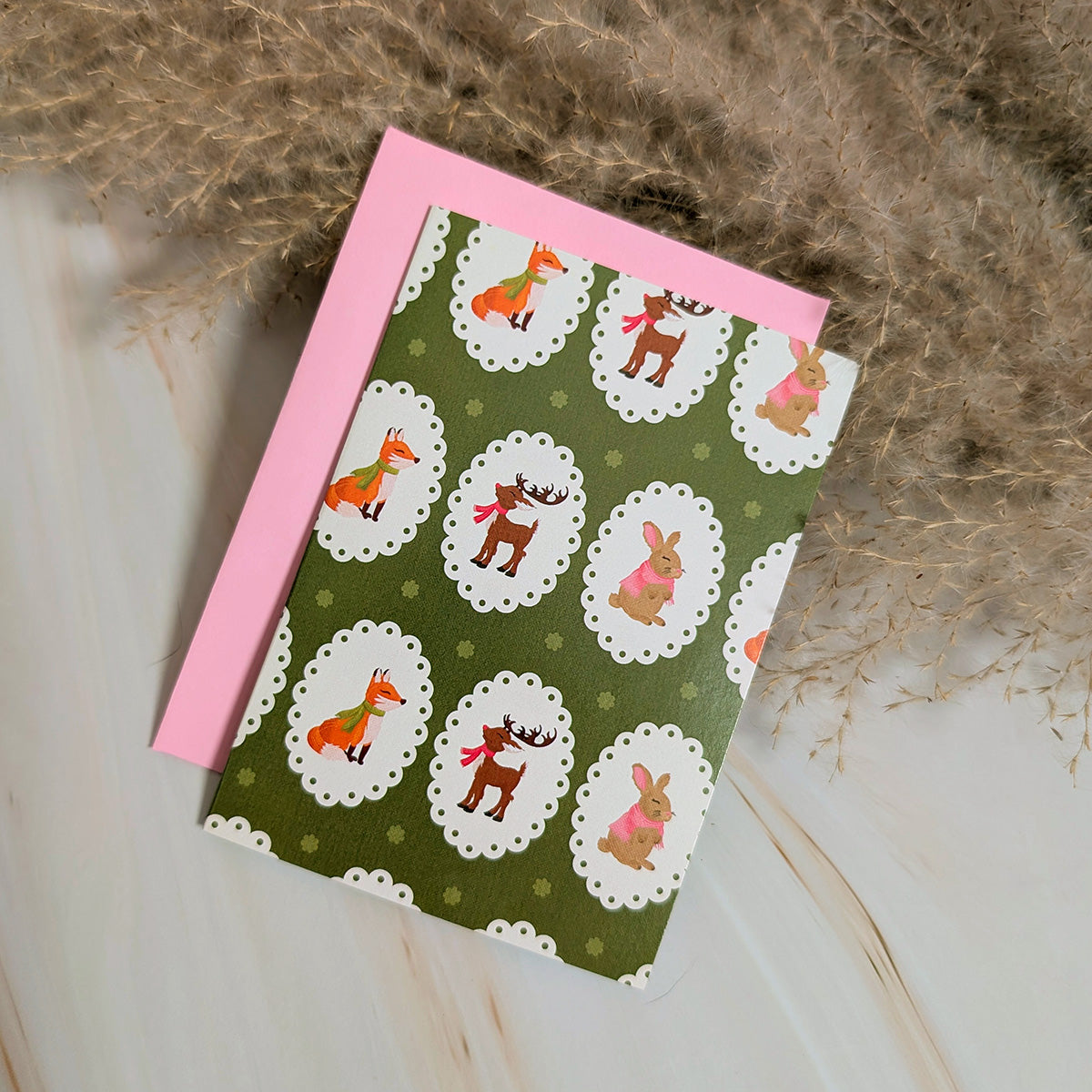 Cozy Woodland Animals Mini Holiday Card