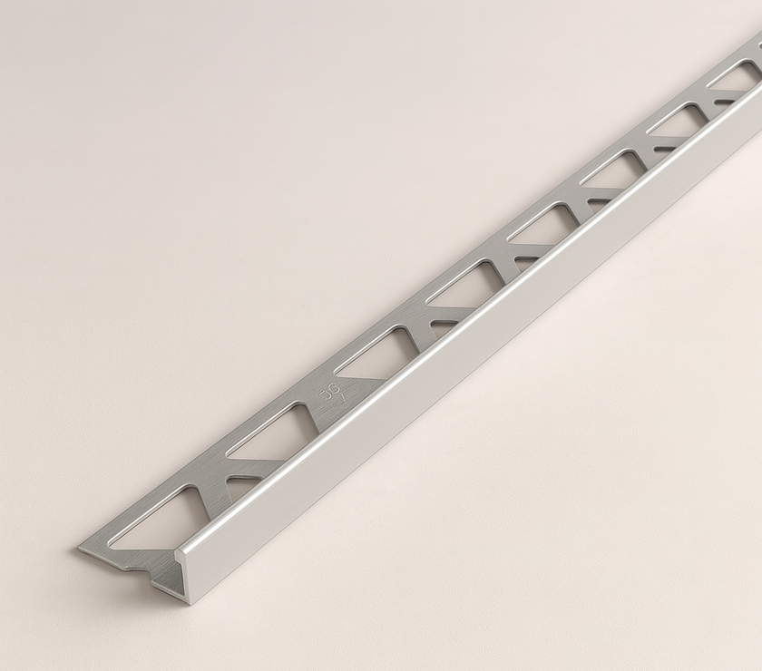 1½″ Tile Edge Trim – 8‑ft L‑Shape, Brushed Nickel/Black/Gold