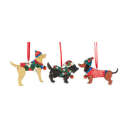 Assorted Individual Wooden Dog Ornaments, 2-sided, 3 in