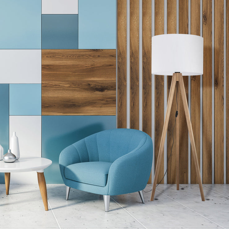 GRAND Pine White Mid-Century Modern Floor Lamp