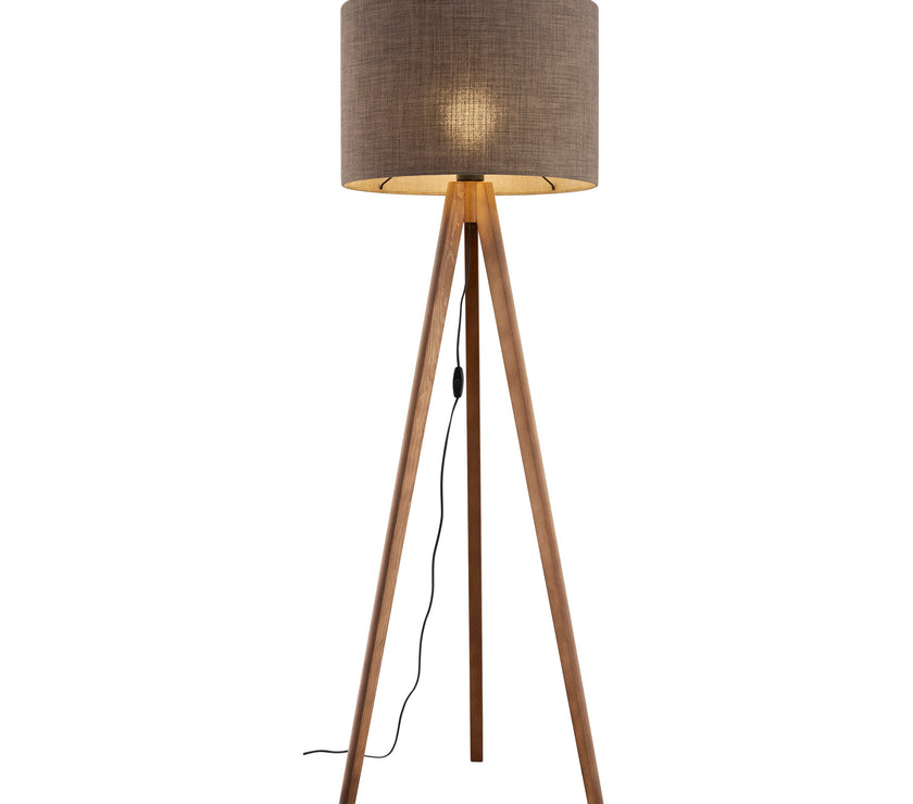 GRAND Walnut Brown Mid-Century Modern Floor Lamp