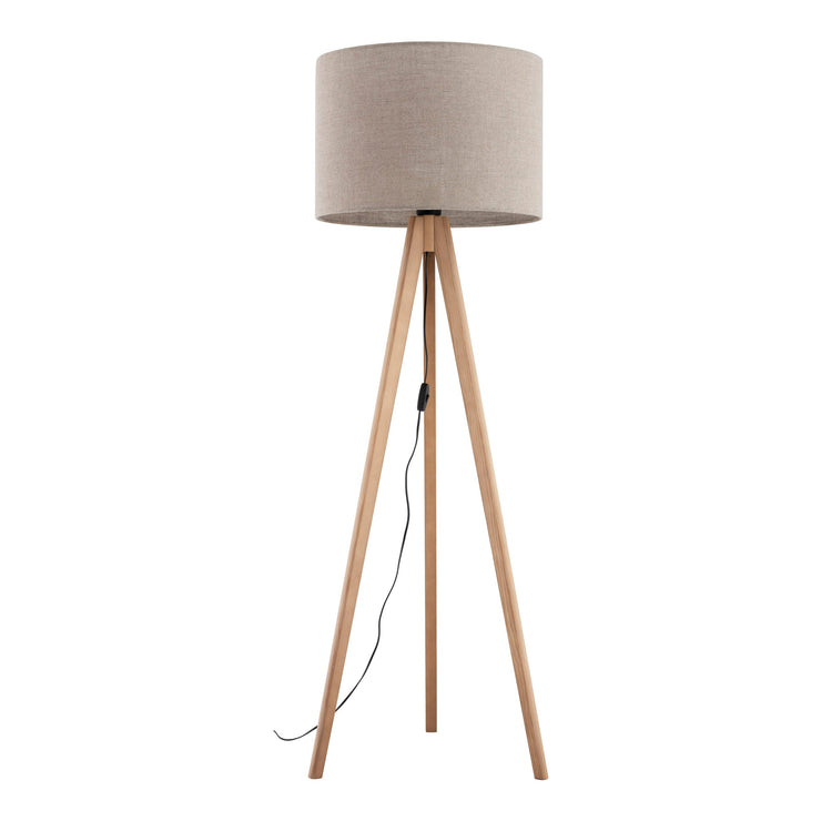 GRAND Pine Linen Mid-Century Modern Floor Lamp