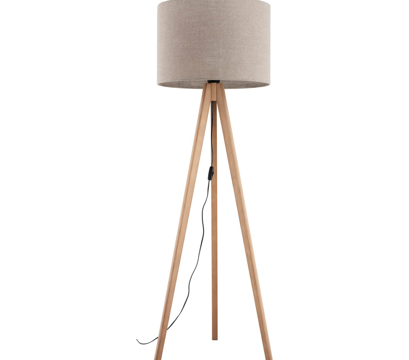 GRAND Pine Linen Mid-Century Modern Floor Lamp