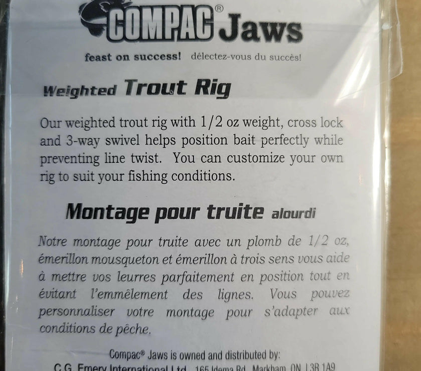 🍁COMPAC Weighted Trout Rig 1/2oz