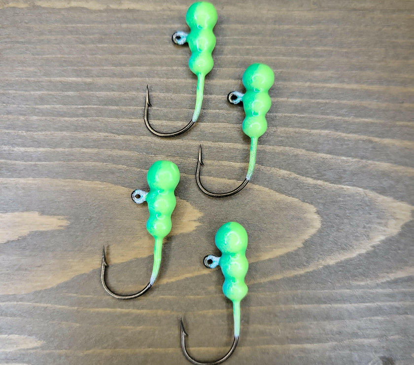 🍁Big Sky Gruesome Grubs Glow Jigs 1/8oz 4/pack