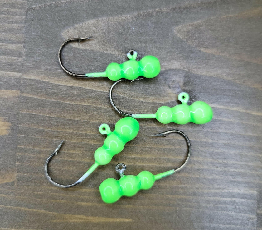 🍁Big Sky Gruesome Grubs Glow Jigs 1/8oz 4/pack
