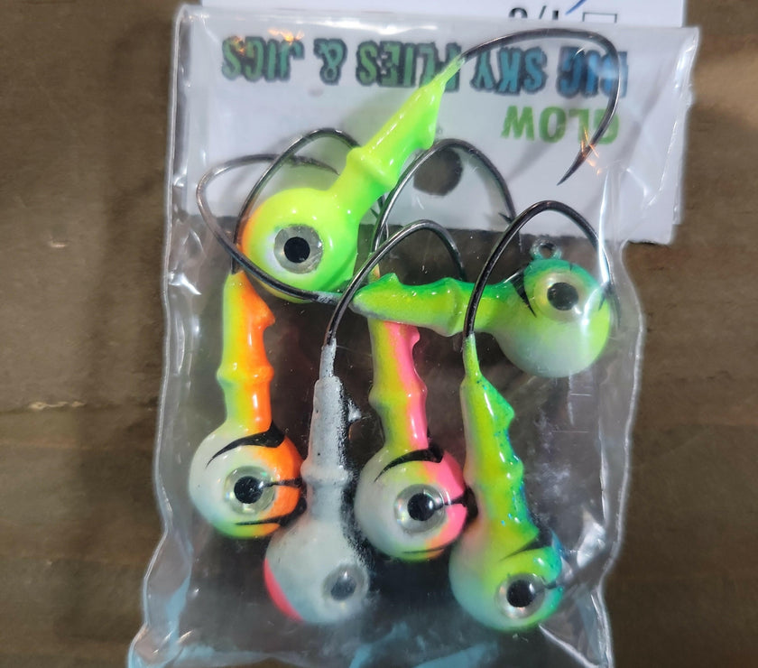 🍁Big Sky Mean Machine 1/4oz Glow Jig Heads 4/pack