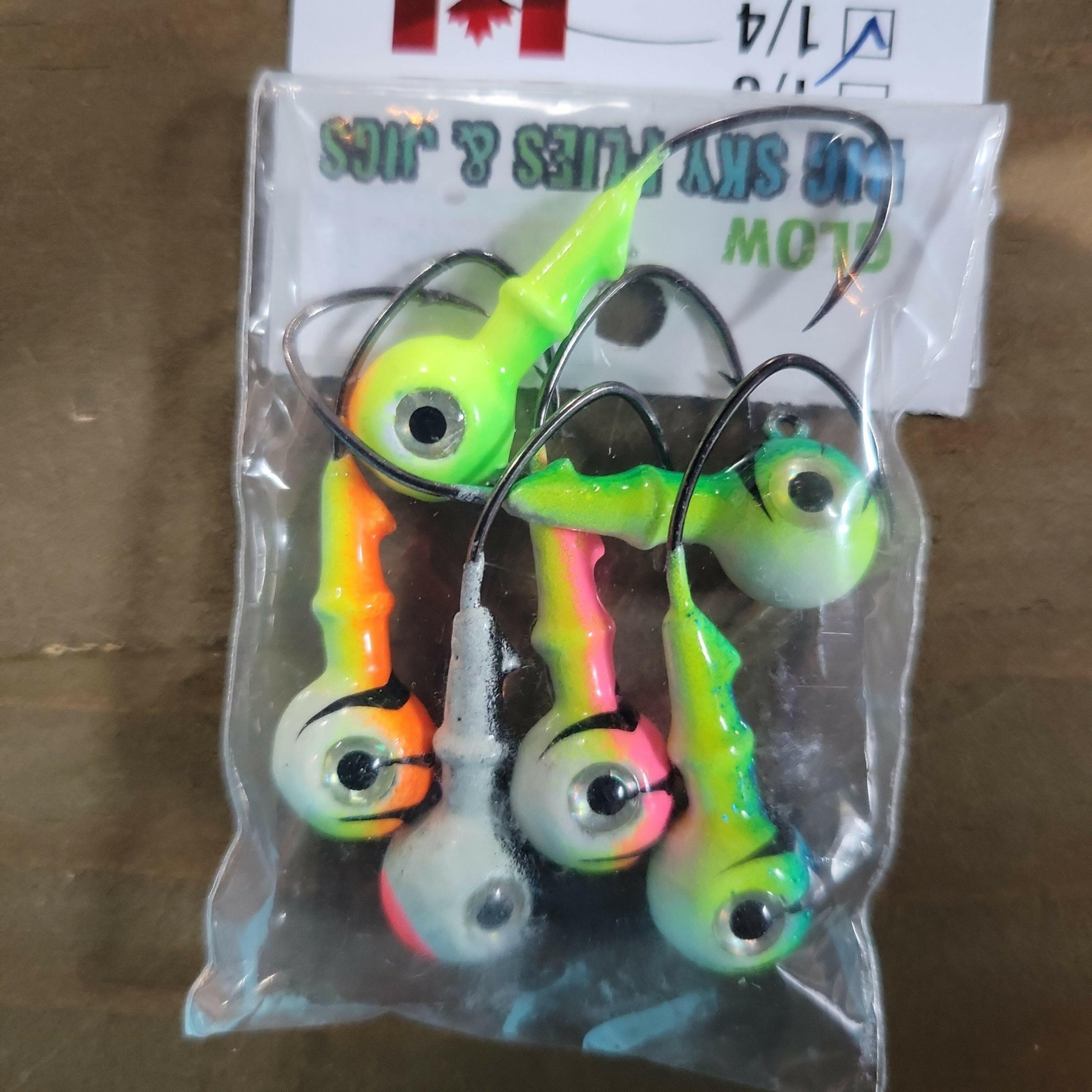 🍁Big Sky Mean Machine 1/4oz Glow Jig Heads 4/pack Stony Tackle Shack Fishing Hooks art-noise.myshopify.com big-sky-mean-machine-1-4oz-glow-jig-heads-4-pack-2