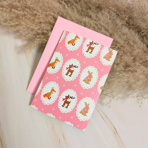  Cozy Woodland Animals Mini Holiday Card Cheeky Peach Designs Cards art-noise.myshopify.com cozy-woodland-animals-mini-holiday-card