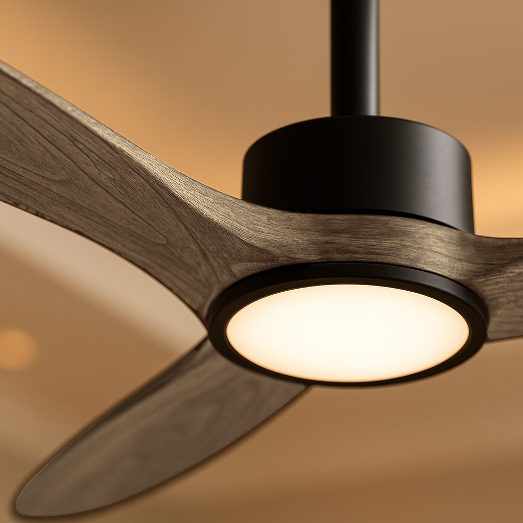 BysonX Propelaire 52-Inch Solid Wood Ceiling Fan with LED Light & Remote – Aviation-Inspired, cETLus Certified