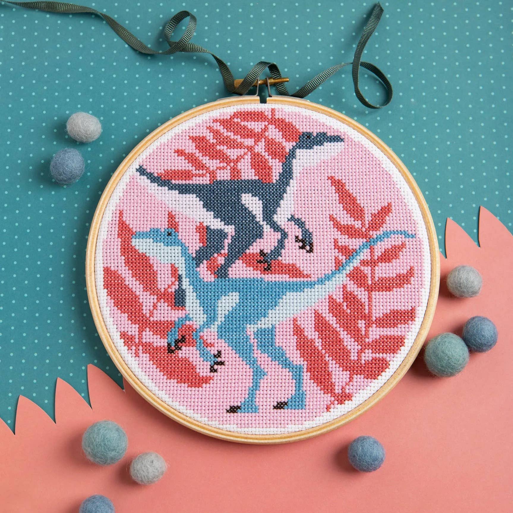 Velociraptors Cross Stitch Kit