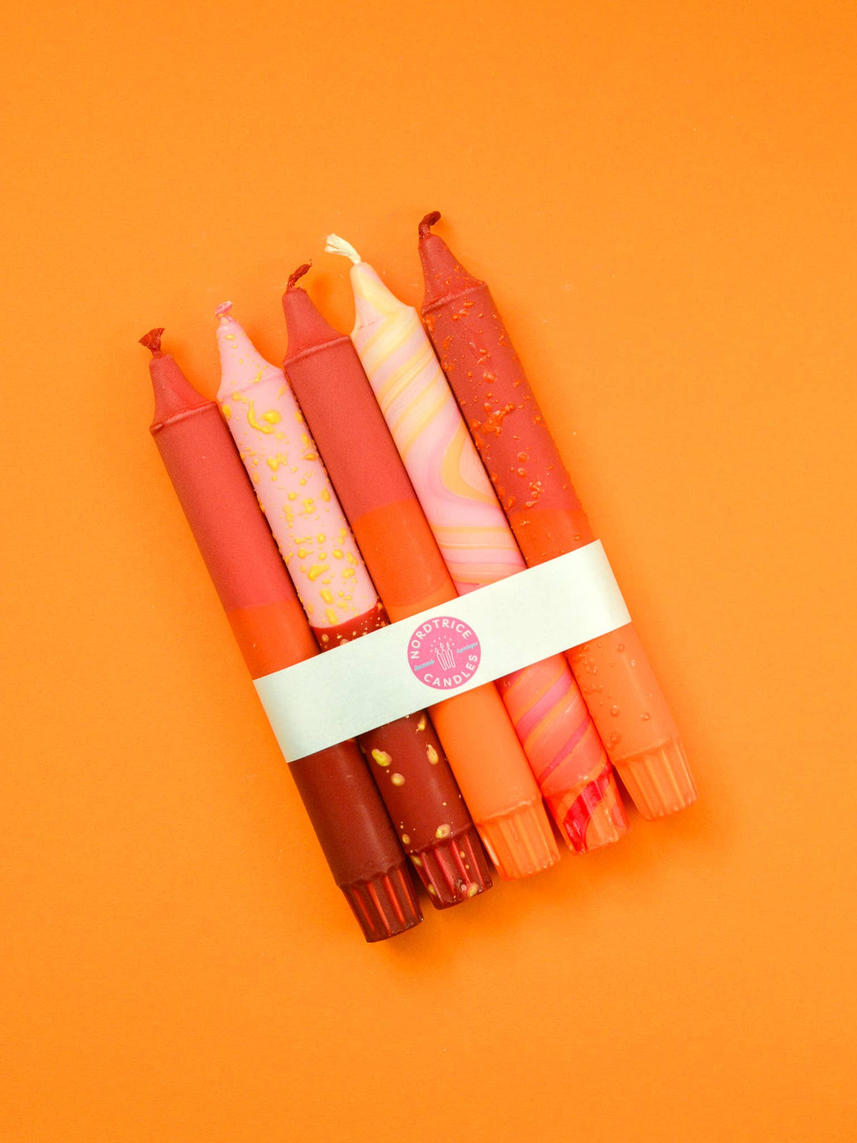 Taper candles- 5 pack/ Taper Candles Autumn Orange Mix