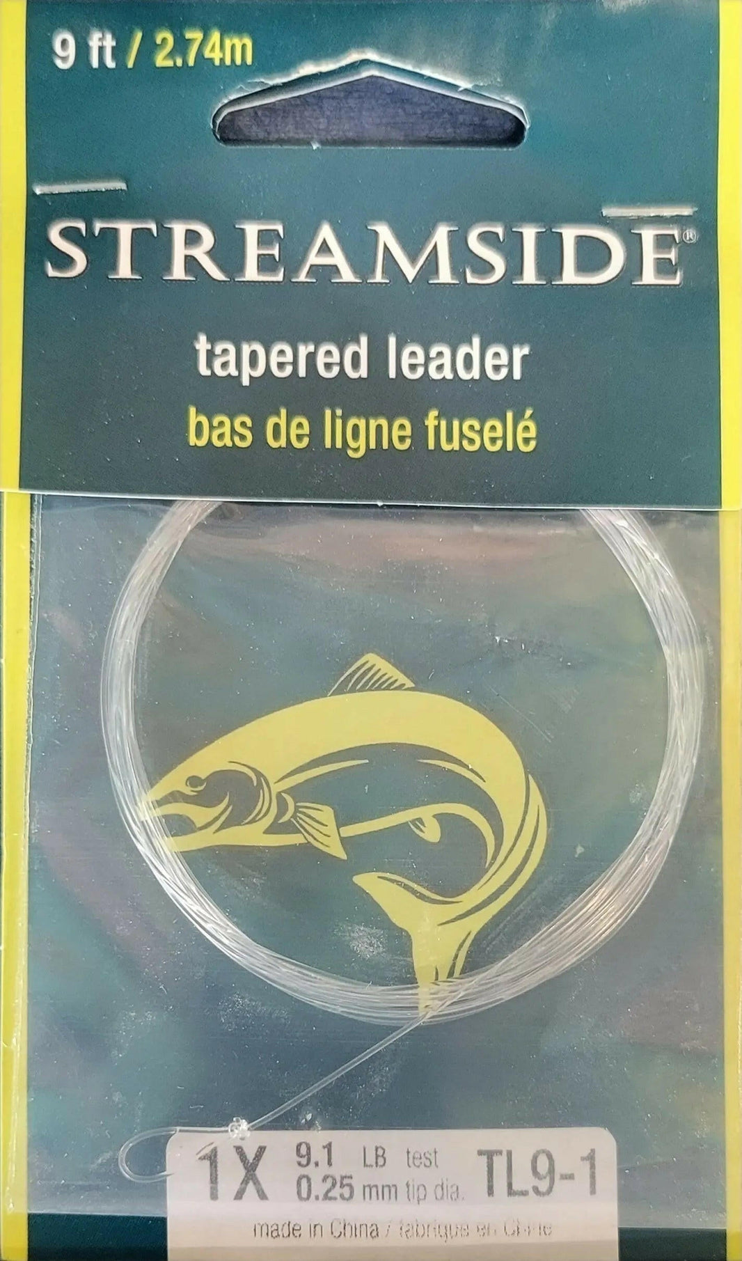 🍁Streamside Tapered Leader 1x 9.1lbs0.25mm tip Dia. 9ft