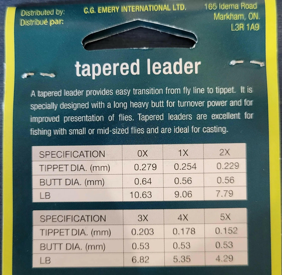 🍁Streamside Tapered Leader 0X 10.6lb 0.28mm Tip Dia. 9ft