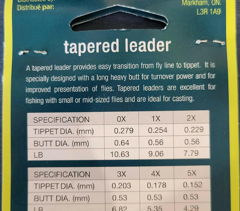 🍁Streamside Tapered Leader 2X 7.8lb 0.23mm Tip Dia. 9ft