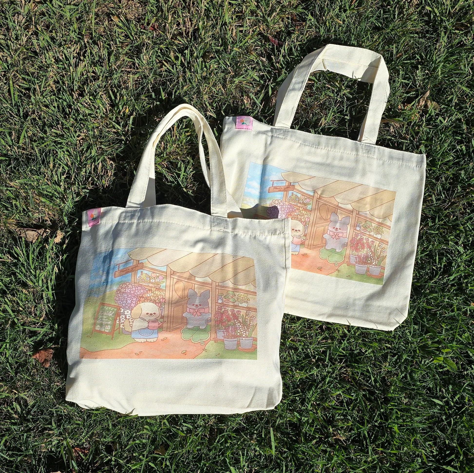 Puppy Flower Shop Tote Bag made with april product_type art-noise.myshopify.com puppy-flower-shop-tote-bag Puppy Flower Shop Tote Bag made with april  art-noise.myshopify.com puppy-flower-shop-tote-bag