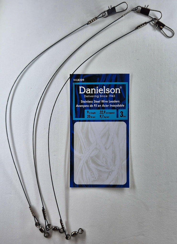Danielson Wire Leader 20lb Test Black 9" 3pk