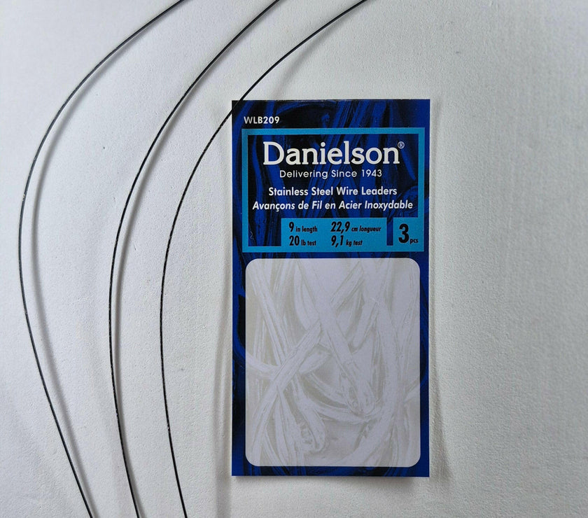 Danielson Wire Leader 20lb Test Black 9" 3pk