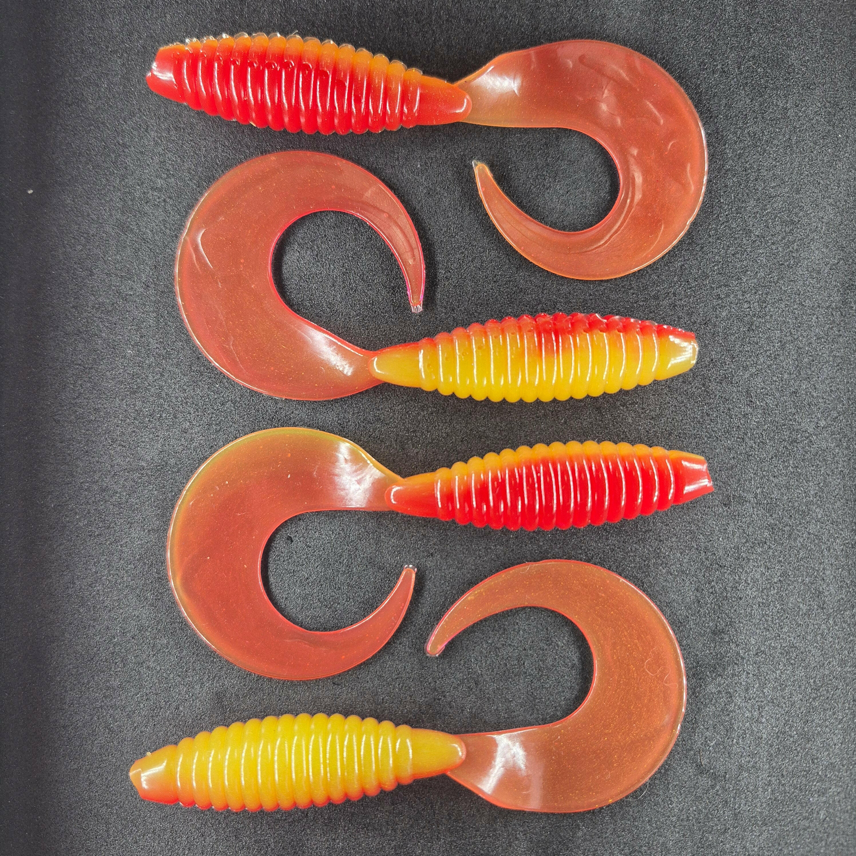 🍁Grampy's Tackle Red/Yellow Soft Plastic Grubs. Stony Tackle Shack artificial soft plastic baits art-noise.myshopify.com grampys-tackle-red-yellow-soft-plastic-grubs-1