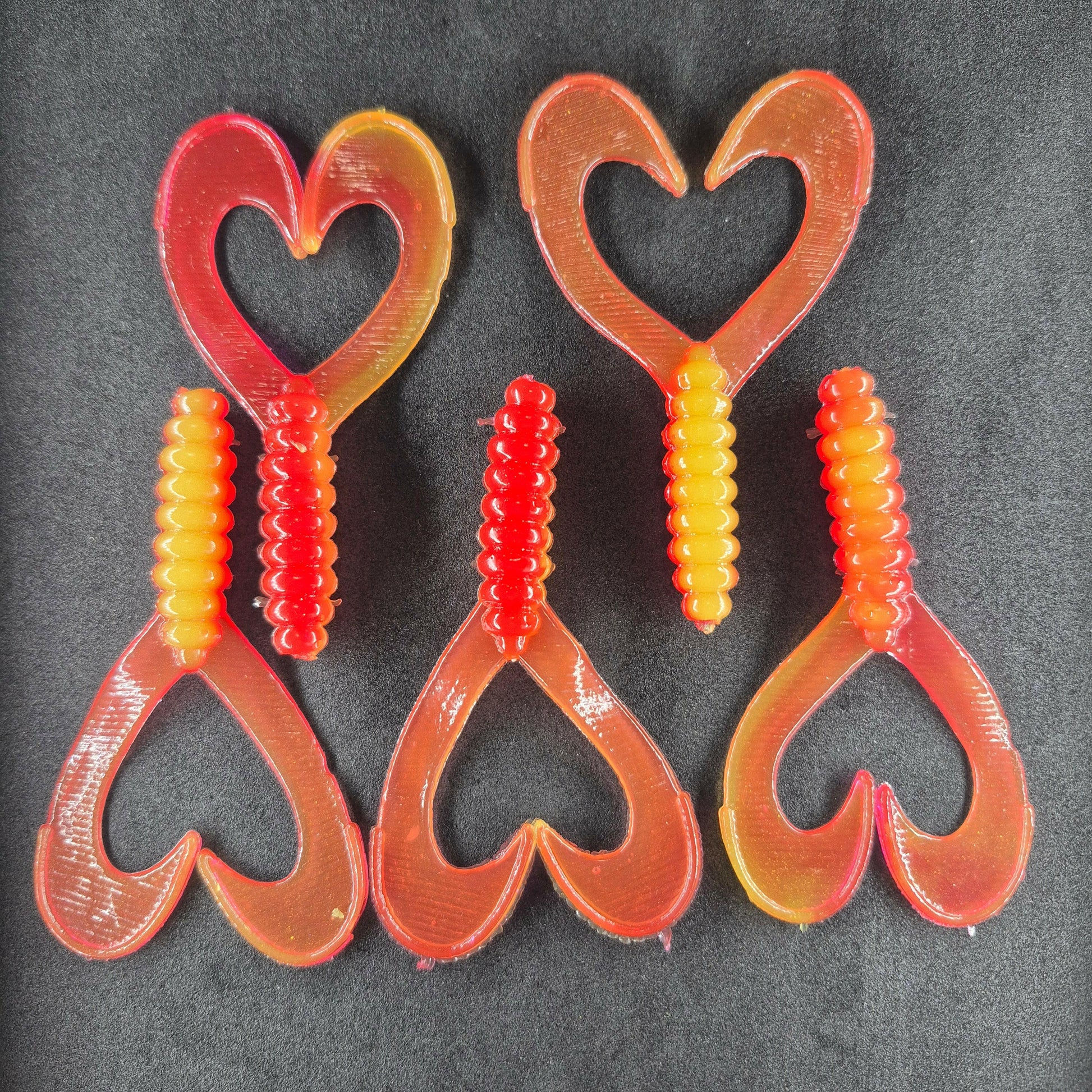 🍁Grampy's Tackle Red/Yellow Soft Plastic Grubs. Stony Tackle Shack artificial soft plastic baits art-noise.myshopify.com grampys-tackle-red-yellow-soft-plastic-grubs-1