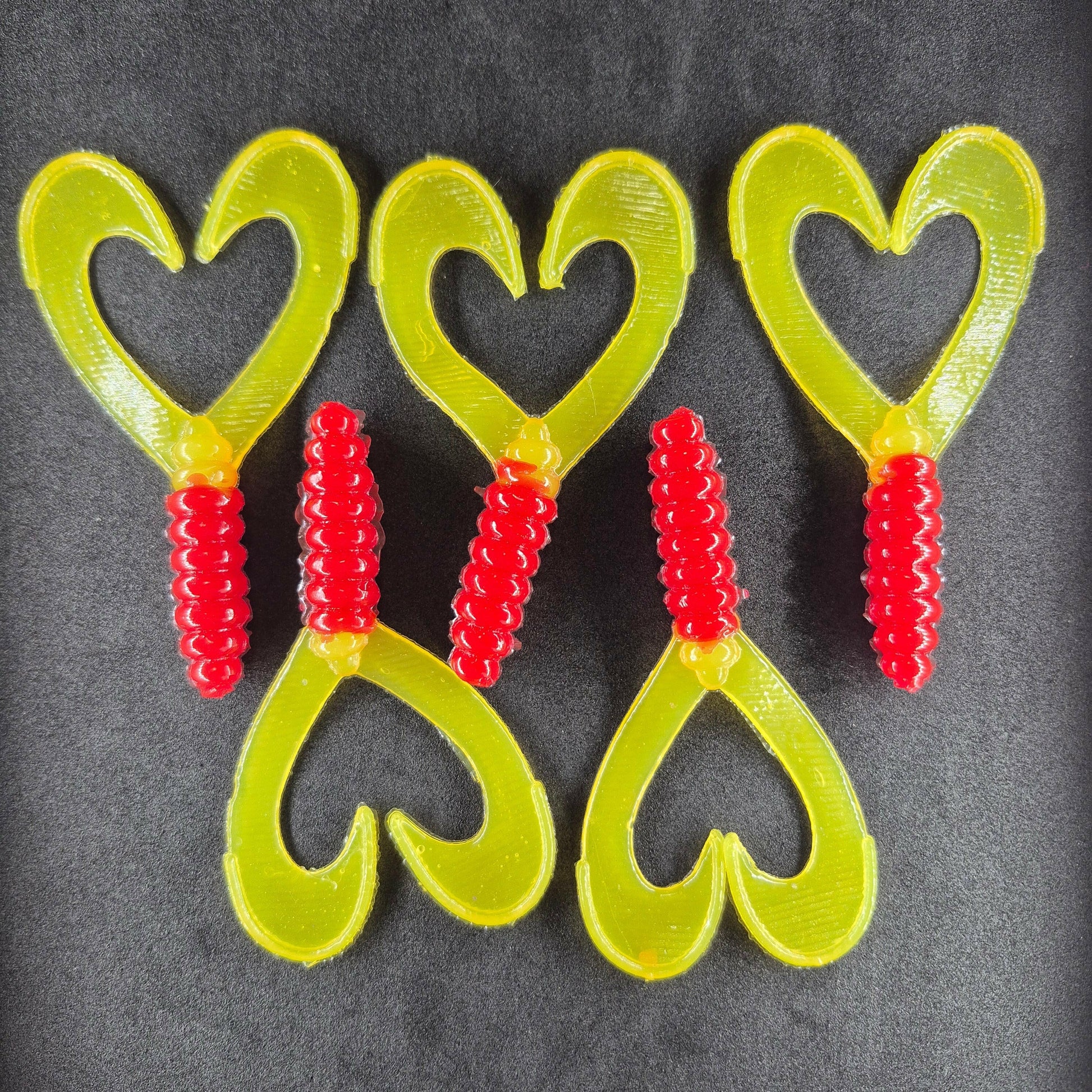 🍁Grampy's Tackle Red/Yellow Soft Plastic Grubs. Stony Tackle Shack artificial soft plastic baits art-noise.myshopify.com grampys-tackle-red-yellow-soft-plastic-grubs-1