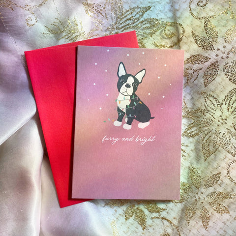  Furry and Bright Dog | Boston Terrier | Mini Greeting Card Cheeky Peach Designs Cards art-noise.myshopify.com furry-and-bright-dog-boston-terrier-mini-greeting-card