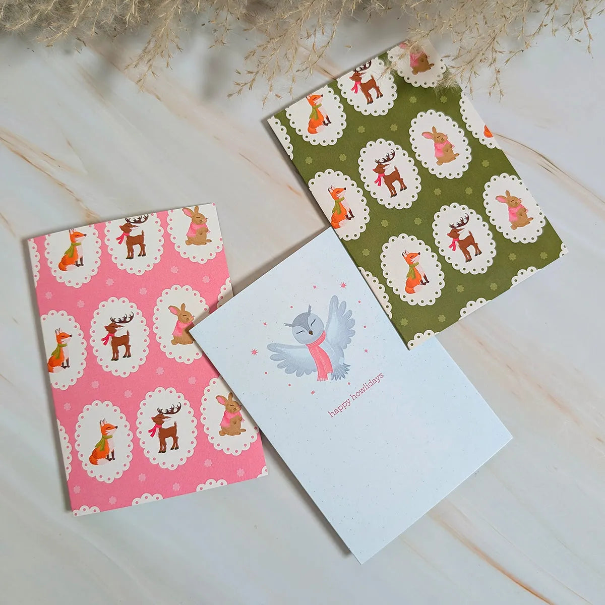  Happy Howlidays Mini Holiday Owl Card Cheeky Peach Designs Cards art-noise.myshopify.com happy-howlidays-mini-holiday-owl-card
