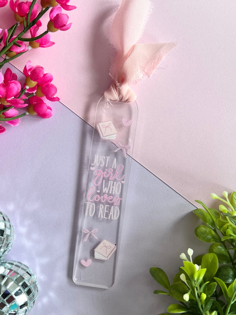 Just a girl who loves to read bookmark Glitter Paper Scissors bookmark art-noise.myshopify.com just-a-girl-who-loves-to-read-bookmark-1